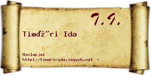 Timári Ida névjegykártya